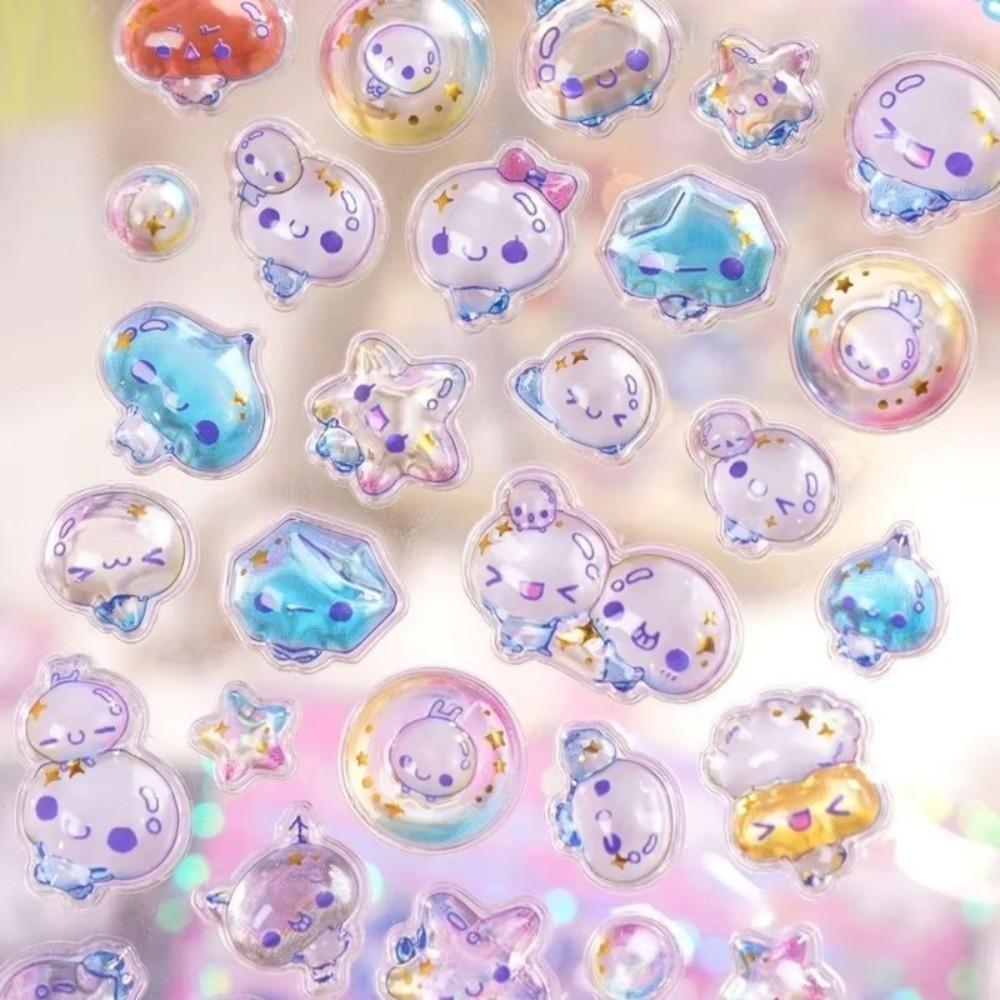 Embossed 3D Crystal Animal Stickers Melody Relief PVC Drop Particle DIY Crafts Decorative Decals