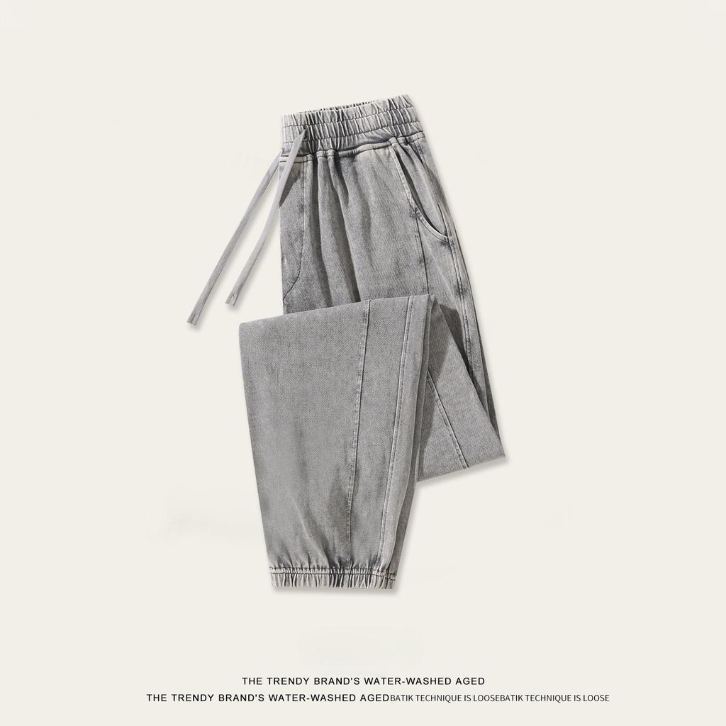 Men's Acid Wash Sweatpants Vintage Baggy Athletic Workout Joggers Heavyweight Sweat Pants with Pockets Drawstring Cotton Casual Pants for Men