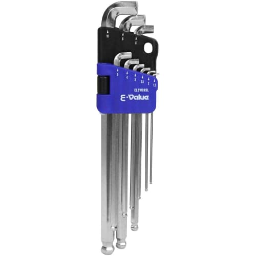 

E-Value ELSW09SL Short Head Hex Wrench Set, Semi-Long, 9 Pieces