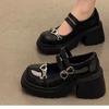 Niche design sweet and cool love Mary Jane shoes summer new women's shoes dark thick sole height increase small