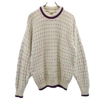 STJOHN’sBAY 90s Made In USA Old Long Sleeve Cotton Sweater L Gray Knit Men's Used