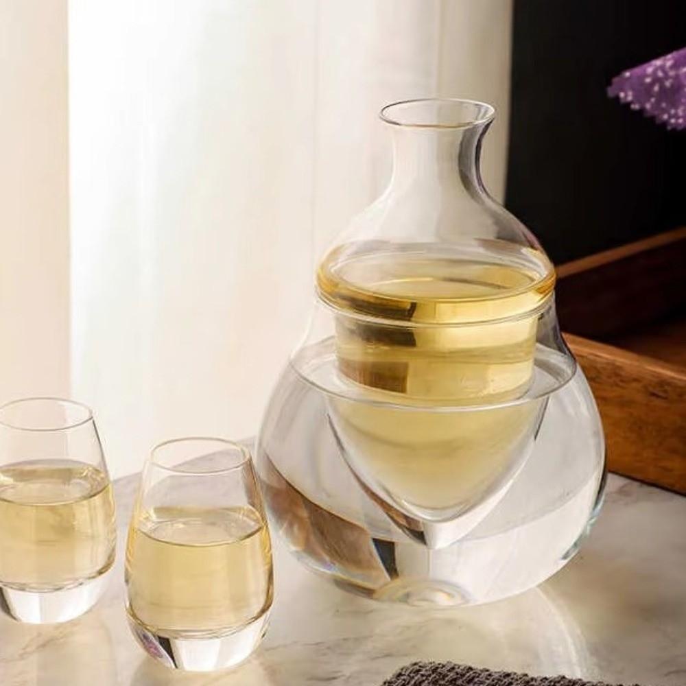 Whiskey Dispenser Transparent Ice Wine Jug Detachable Flat Mouthed Wine Decanter Glass Slant Mouthed Wine Warmer Restaurant