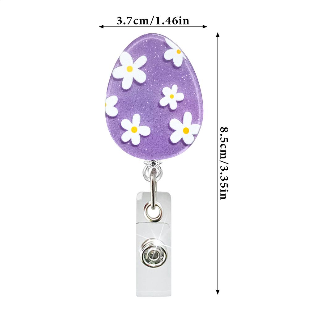 Egg-Shaped Easter Tag Holder Cute Card Clips Retractable Badge Reel Clips for Key Ring ID Card Name Keychain Rotating Buckle