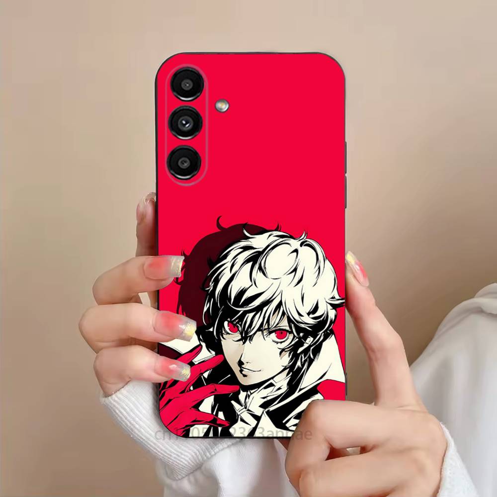Spiel P-Persona 5 Handyhülle Für Samsung S25,24,23,22,21,S20,Ultra,Plus,FE Schwarze Weiche Hülle