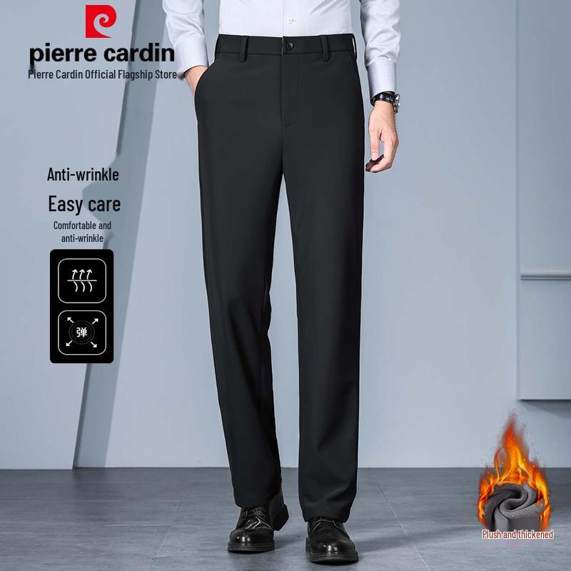 Pánské plusové sametové zesílené elastické ležérní kalhoty s rovnými nohavicemi Pierre Cardin