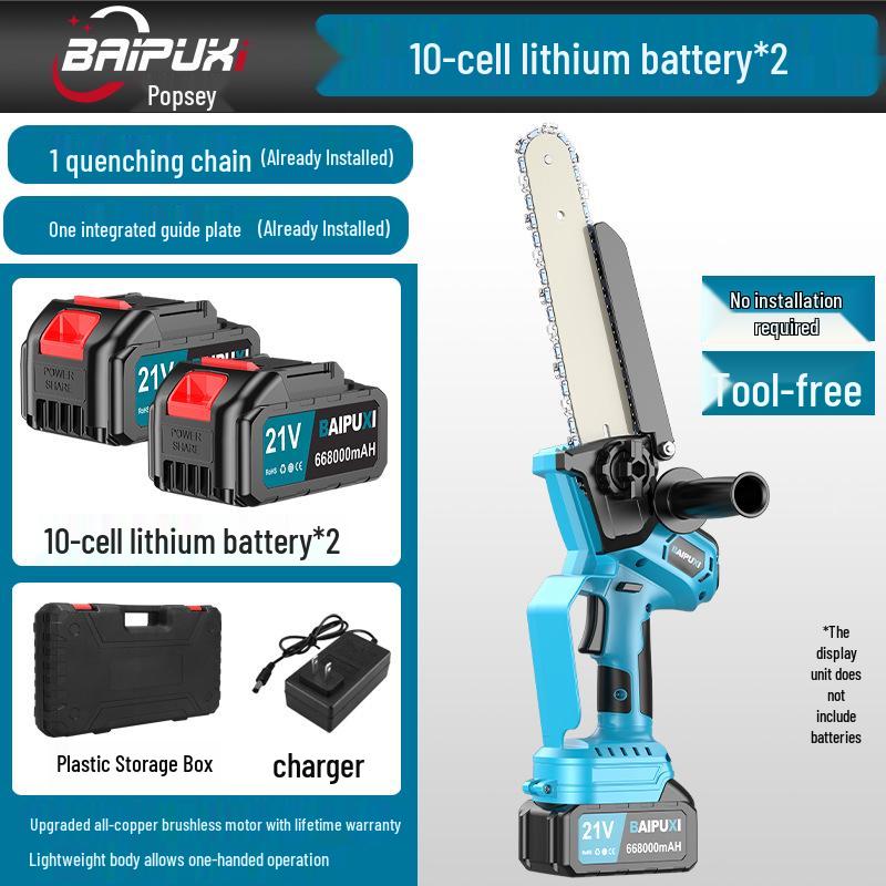 6" & 8" Brushless Lithium Battery Electric Chainsaw, High Power Handheld, Rechargeable, One-Handed Mini Felling Saw for Household Use