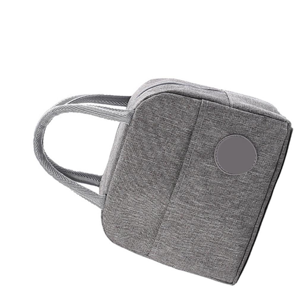 Womens Lunch Box Large Capacity Oxford Fabric Thick Cotton Core Insulated Lunch Bag for Office School Camping Gray