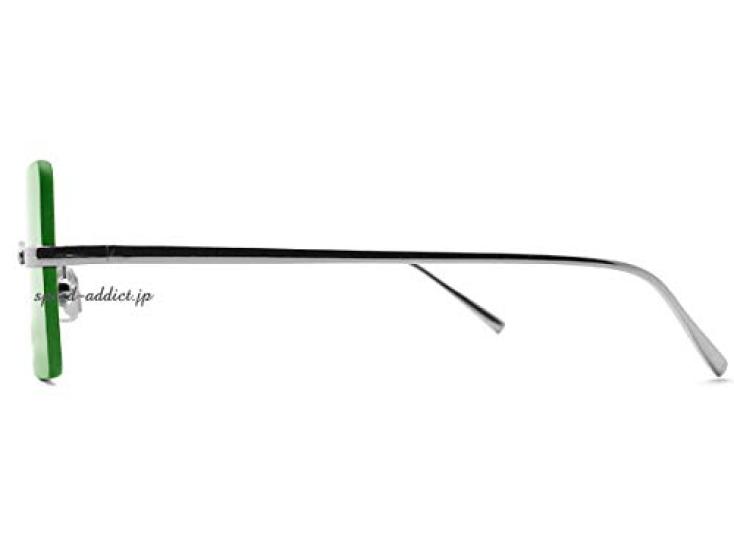 Flat Lens Square Sunglasses (Silver × Light Green)