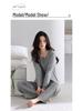 New Women's Grey Casual Modal Pajama Set - Long Sleeve Pullover with Chest Pads and Long Pants for Spring and Autumn