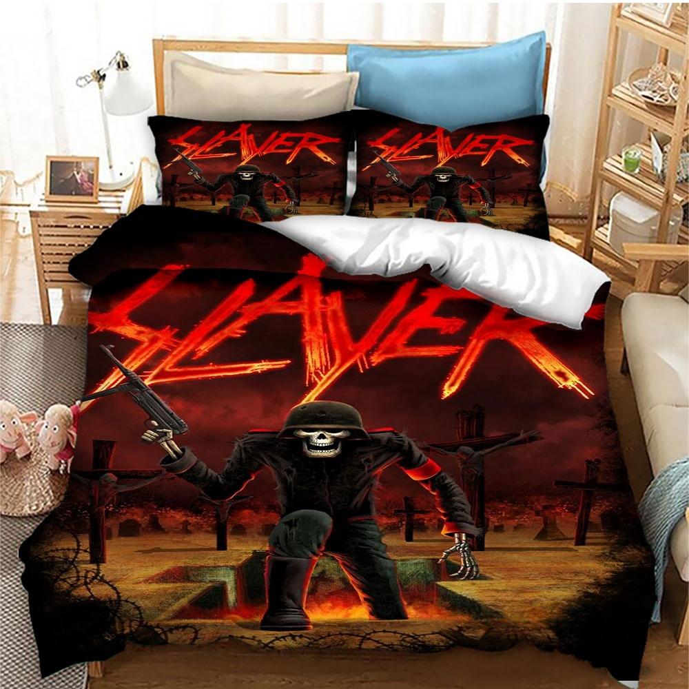 Fashion Slayer Rock Band Bedding Set Duvet Cover Bed Set Quilt Cover Pillowcase Comforter King Queen Size Boys Adult Bedding Set
