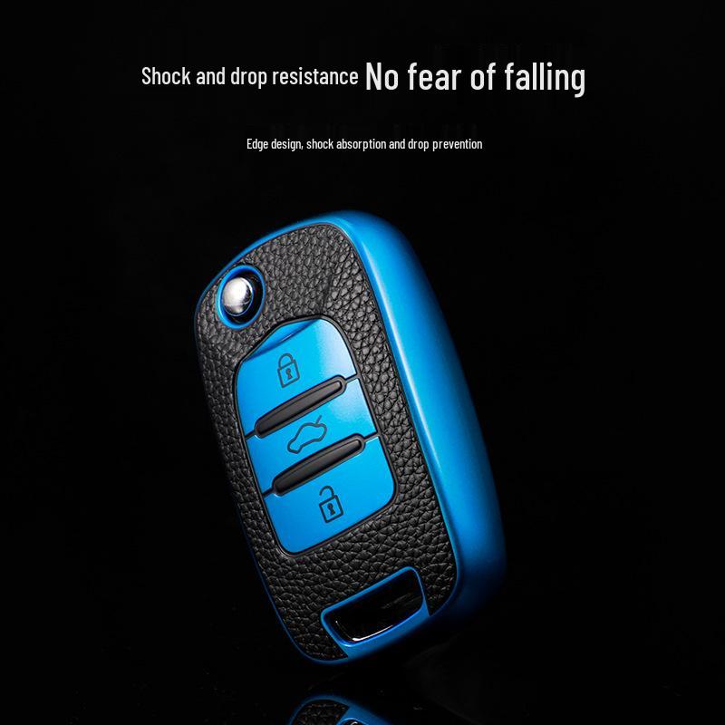 Leather Key Cover for Baojun E100, E200, 530, 510, 310W - Full Wrap with Cute Design