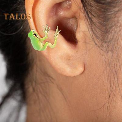 Tree Frog Ear Clip Frog Ring Good Detail Realistic Animal Smooth Polished Adjustable Open Ring Novelty Earrings Party Daily Lady Finger Jewelry