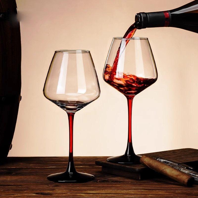 European Red Wine Glasses Red Tie Goblet Burgundy Champagne Glass High-end Home Hotel Wine Cup Bar Accessories Table Decoration