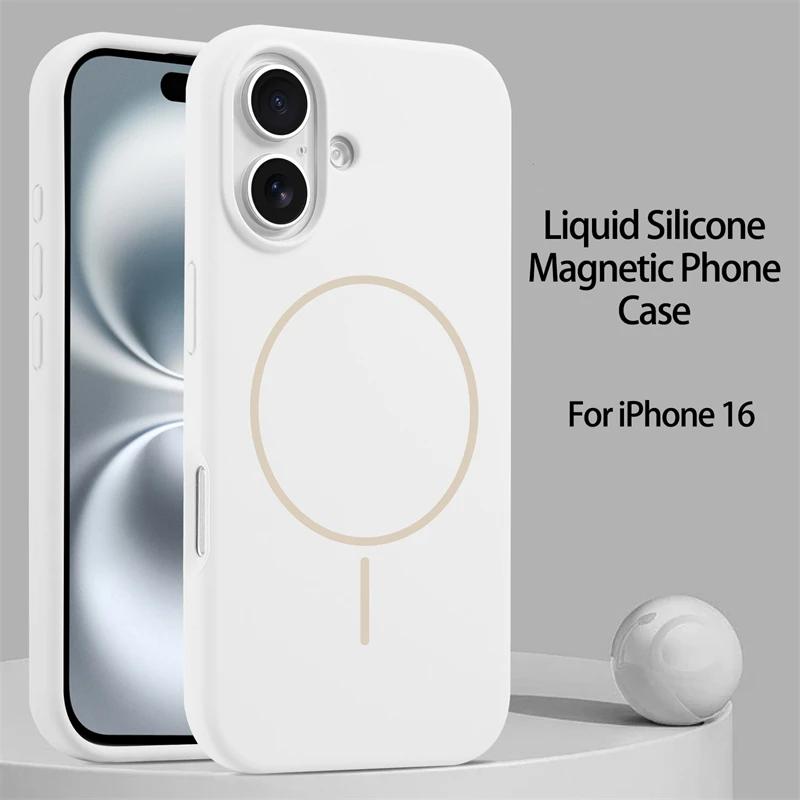 New Gold Liquid Silicone Magsafe Case For iPhone 16 14 15 Plus 13 12 11 16 Pro Max Magnetic Wireless Charge Protector Soft Cover