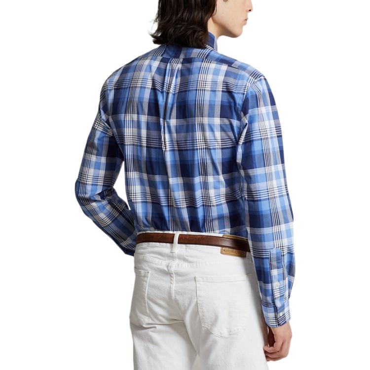 Polo Ralph Lauren SS22 Plaid Button-Down Slim Fit Long Sleeve Shirt Men Shirts Blue MNPOWOV16822346