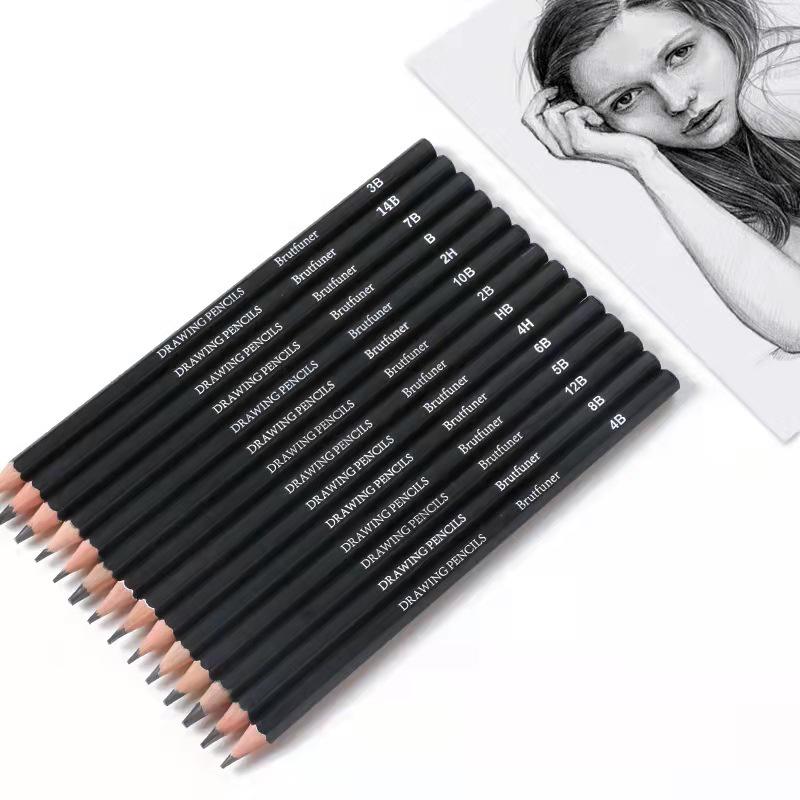 BRUTFUNER 14-Piece Mixed Sketch Pencil Set for Beginners