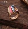 New Color Oil Geometric Line Alloy Ring, Fashionable and Simple Women's High-end Elastic Ring