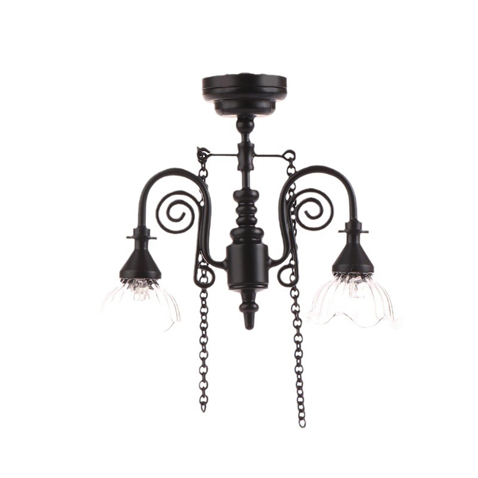 

Черная люстра Модель Кукольный дом Аксессуары Кукольный домик Миниатюрная еда Игрушечная модель Сцена One Size