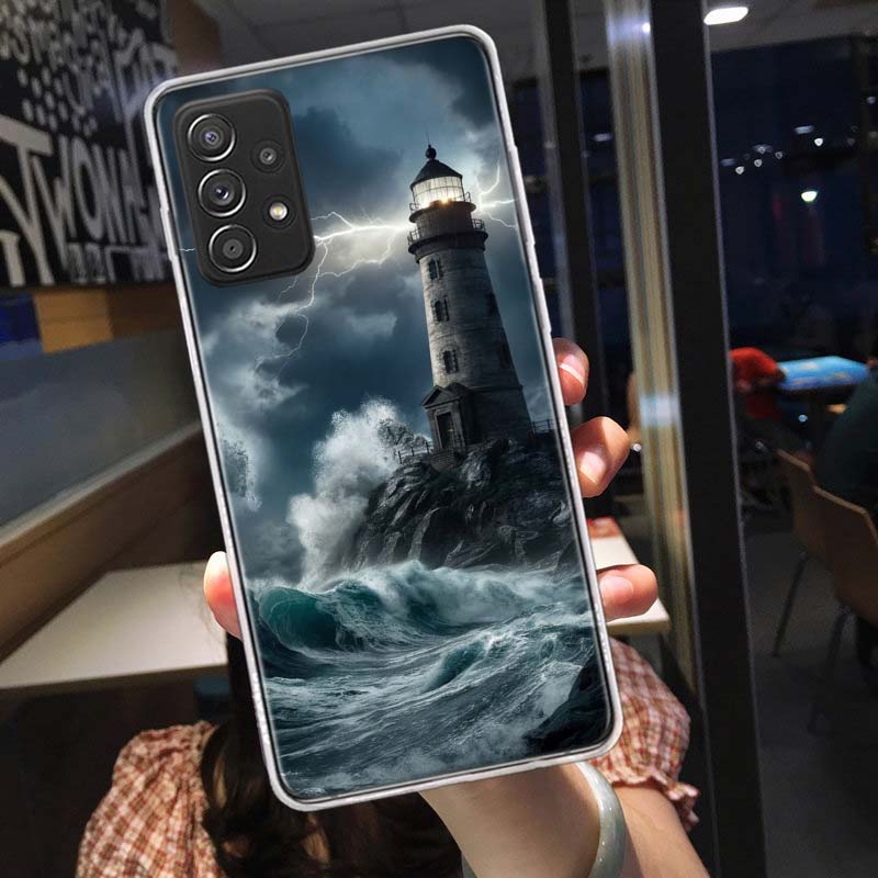 Lighthouse Phone Case for Samsung A54 A57 A37 A17 A14 A15 A12 A24 A34 A55 A35 A25 A52S A07 A05S A04S A22 A32 A72 Galaxy Note 20