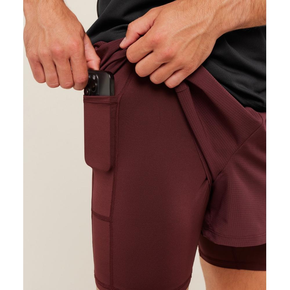 Gymshark Running 4  2in1 Shorts Rich Maroon A3b9p Nbzq