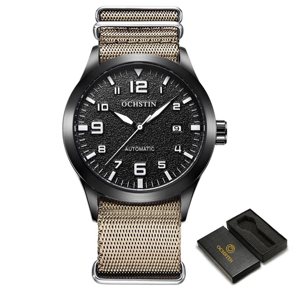 New Man Mechanical Pilot Wrist Watches Luxury Self Wind Leather Mechanic Male Clock Auto Date Relogio Masculino Gift for Men