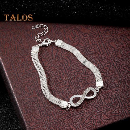 3 Pcs/Set Women Bracelets Rhinestone Decor Hollow Infinite Symbol Heart Adjustable Stackable Wrist Jewelry Lady Prom Party Wedding Bangle Set