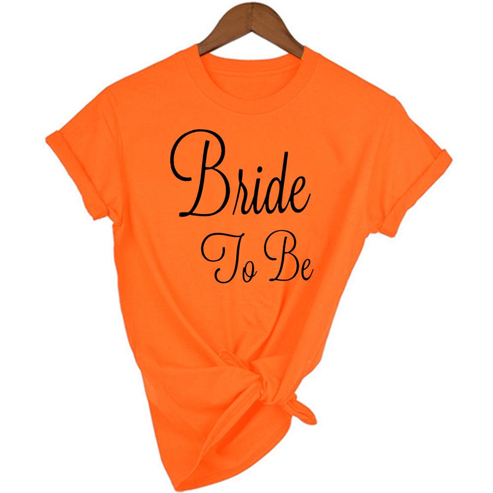 Summer T Shirt Bride To Be Letter Women Tee Round Neck Casual Marriage Wedding Bachelorette Shirts