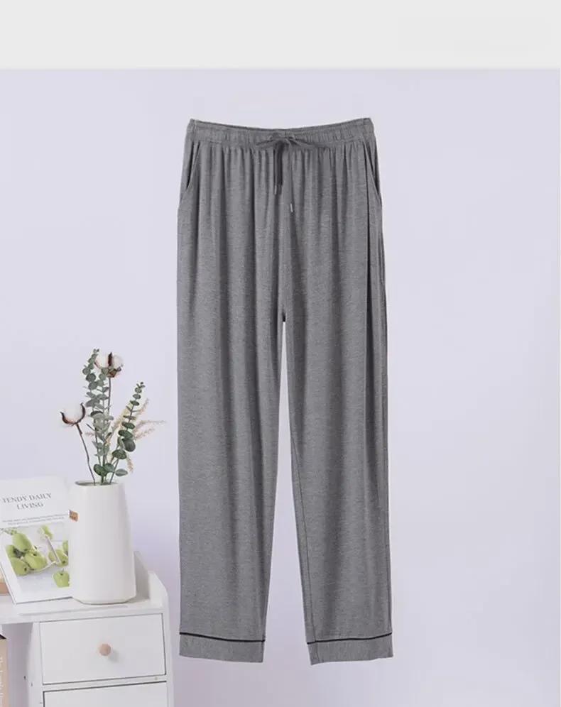Pantaloni de pijama modal ocazional pentru bărbați – pantaloni largi, subțiri pentru acasă pentru ținute de interior/exterior