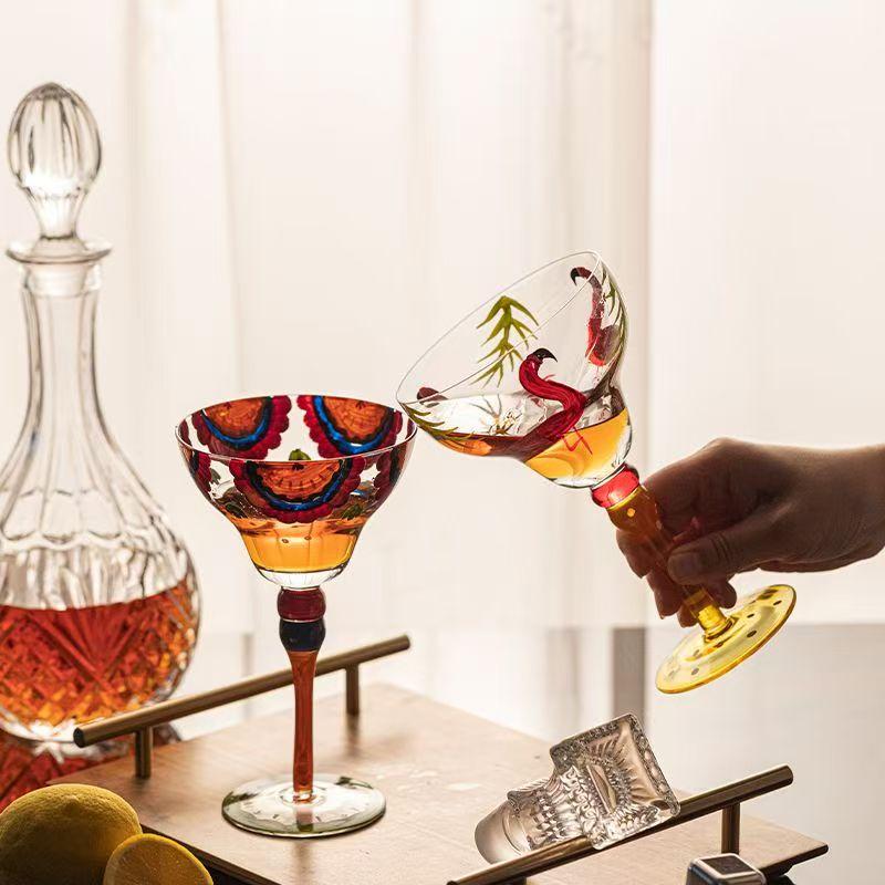 330ml Handmade Colored Cocktail Cup Margarita European Cup Champagne Cup Creative Wine Glass Family Bar Wedding Party Wine Glass