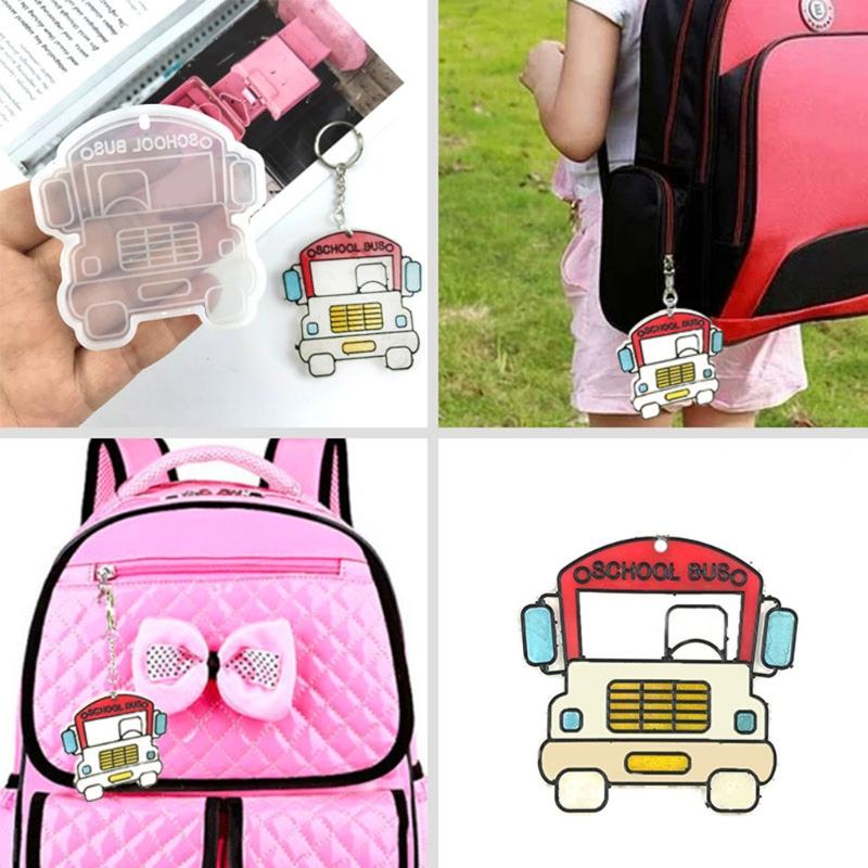 DIY Cartoon School Bus Keychain Silicone Epoxy Mold DIY Keychain Pendant Jewelry Crafting Mould for Bag Decorations