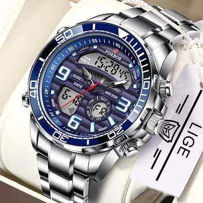 2022 LIGE Brand Foxbox Nové digitální pánské hodinky Top luxusní sportovní Quartz náramkové hodinky pro muže All Steel Military Waterproof Clock+Box