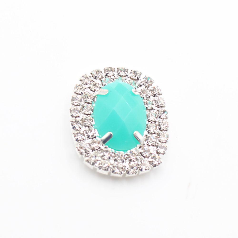 10 pieces of 23 * 28mm double row oval flat crystal four hole sewn rhinestone buttons DIY clothing hair clip decoration accessor