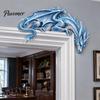 Collectible Dragon Figurine Sleeping Door Topper, Medieval Fantasy Wall Decor for Doorway, Rustic Home Accessories Corner Decor, No Drill