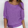 2026 Women's Solid Color Round Neck Knitwear Three-Quarter Sleeve Top