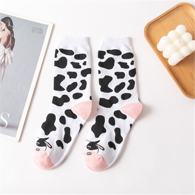 

Women s Mid-Calf Cow Print Cotton Socks - Trendy, Sweet & Solid Colors One Size (Fits 35-40)