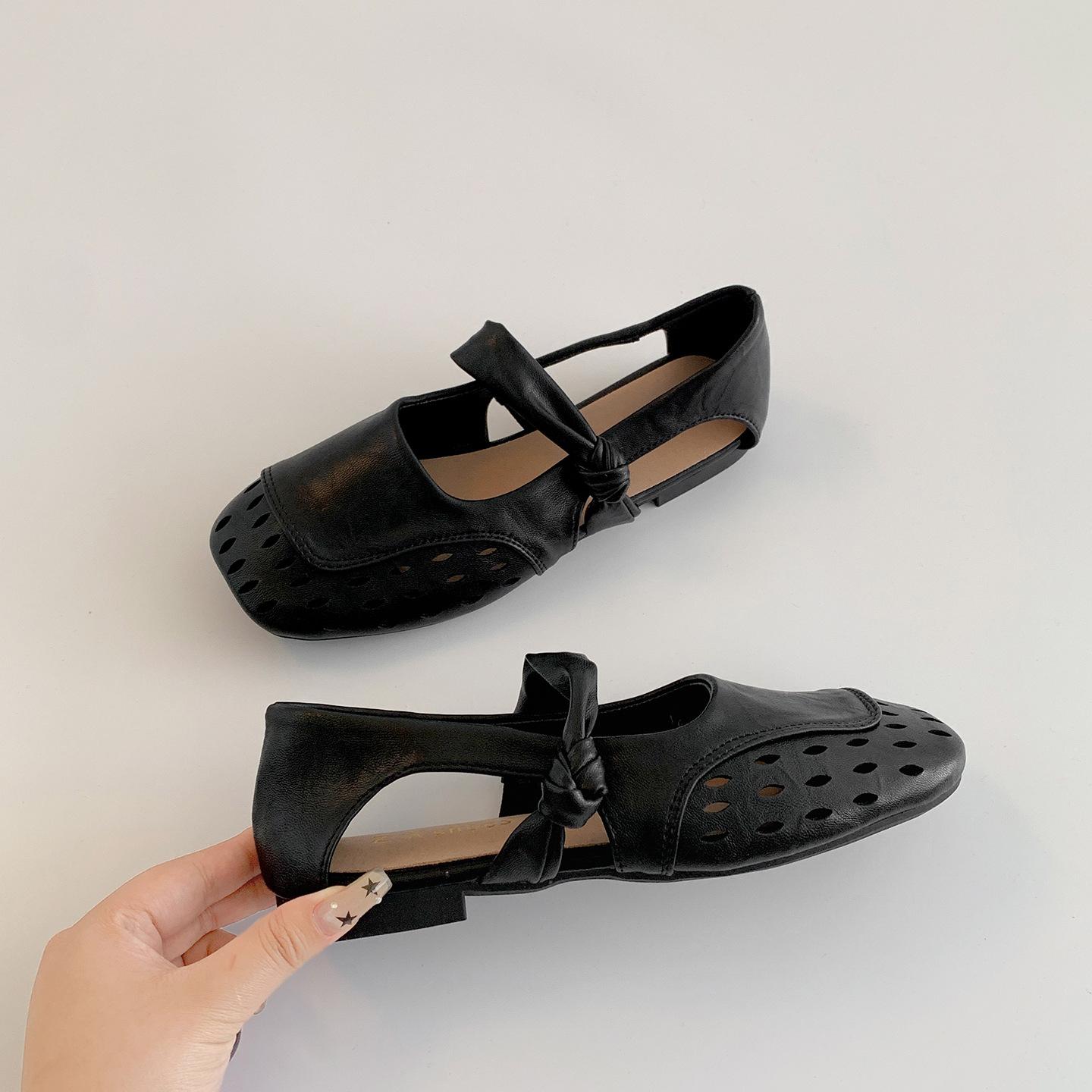 

Black French non-slip bag head flat sandals women s 2025 new summer wear with skirt square head cool single shoes 35 чёрный