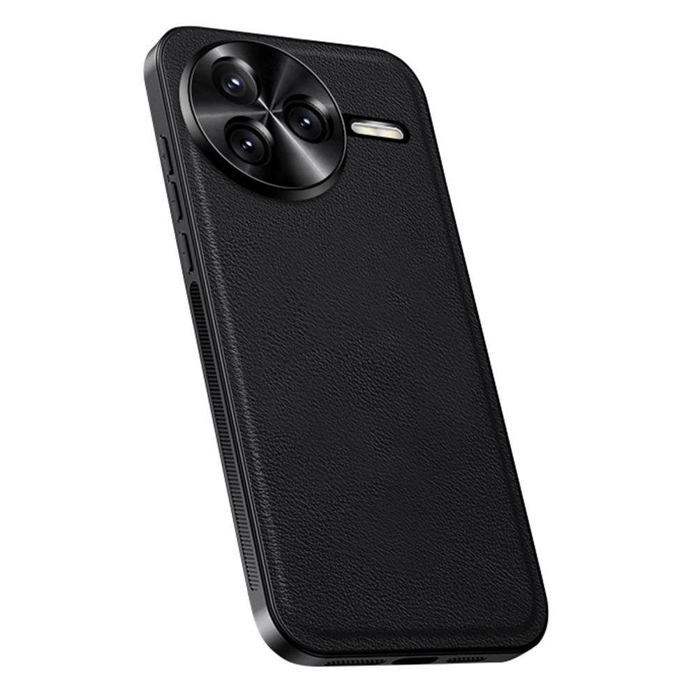 

For Xiaomi Redmi K80 5G Case PU+TPU+PC Phone Back Cover with Metal Lens Frame Black