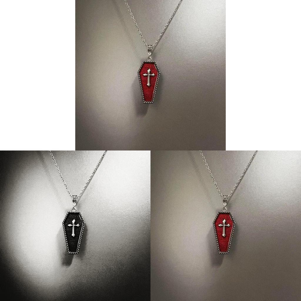 Gothic Halloween Coffin Cross Pendant Necklace For Men And Women
