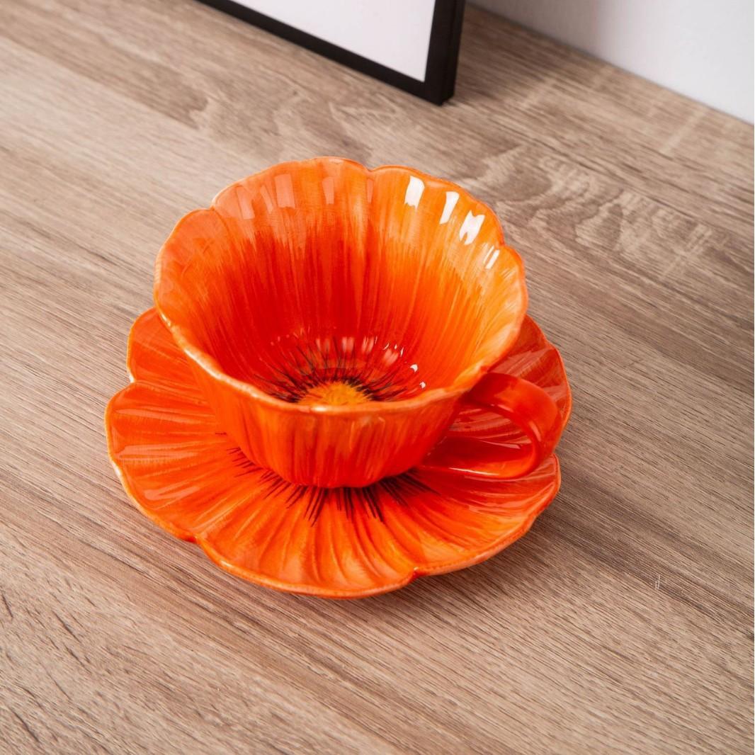 Креативная ручная работа, высокая ценность, расписанная вручную цветами керамическая кофейная чашка и блюдце, девичье сердце, набор чашки и блюдца для послеобеденного чая 300ml