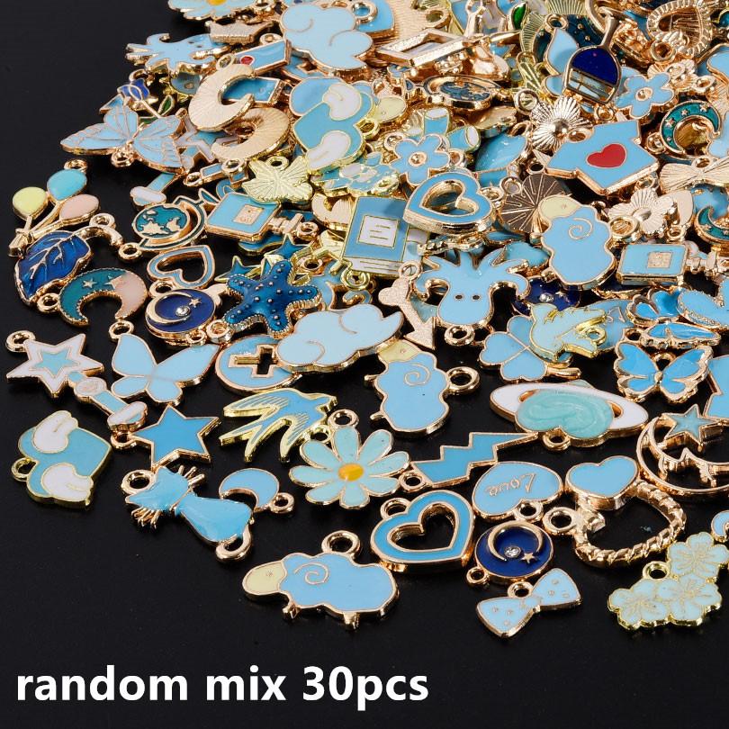 

30/50/100pcs Mix Red/Blue/Green/Hot Pink/Black/Pink Enamel Charms For Jewelry Making Bulk Small Oil Drop Pendant DIY Accessories