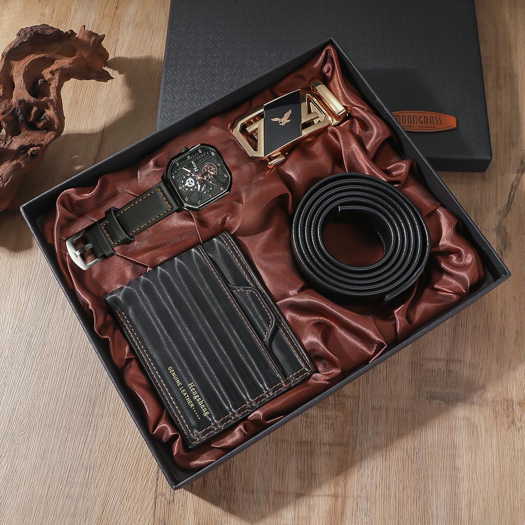 Boxed Fashion Men's Quartz Watch Wallet Sunglasses Belt Men's Luxury Gift Sets Father's Day Gifts Factory Cheap Price