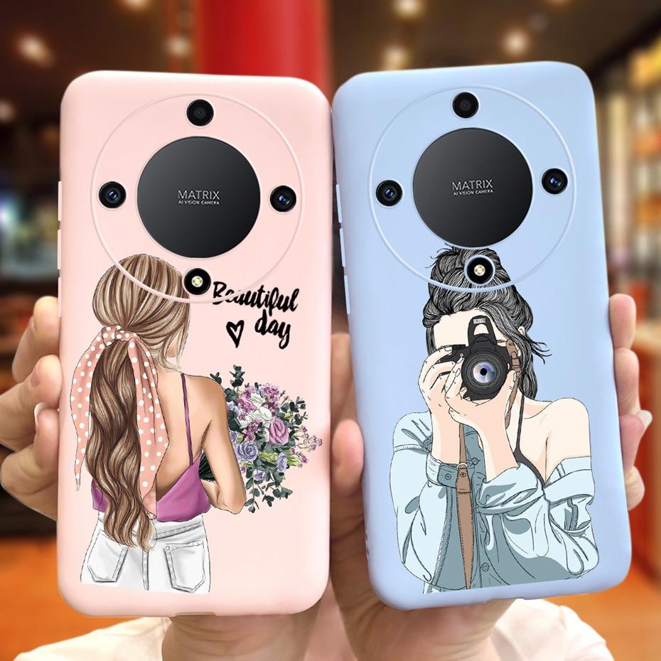 For Honor X9a Fashion Feather Cloud Pattern Phone Case For Honor X9a 5G X 9a ROM-NX1 Candy Color Soft Silicone TPU Back Cover