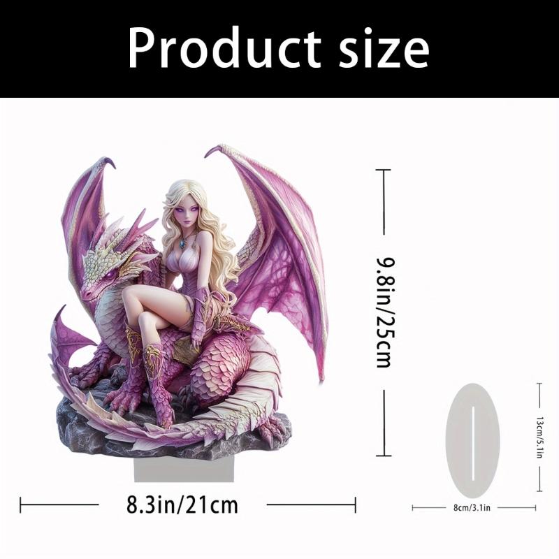 Artistic 2D Flat Dragon Beauty Woman Acrylic Statue Nontoxic Decorative Piece Ornament For Living Room Office Desktop