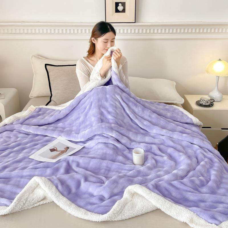 Nordic Style Bubble Lamb Wool Double-layer Blanket Four Season Universal Plush Thickened Multifunctional Public Room Nap Blanket