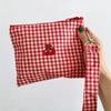 Red Cherry Canvas Makeup Bag Portable Easy To Carry Red Plaid Large Capacity Cosmetic Lipstick Storage Bag Travel Accessories