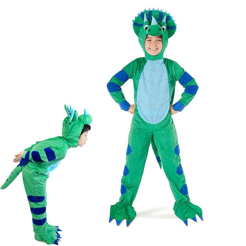 Dinosaur Kids Halloween Costume Boys Girls Party Triceratops Polyester Cosplay