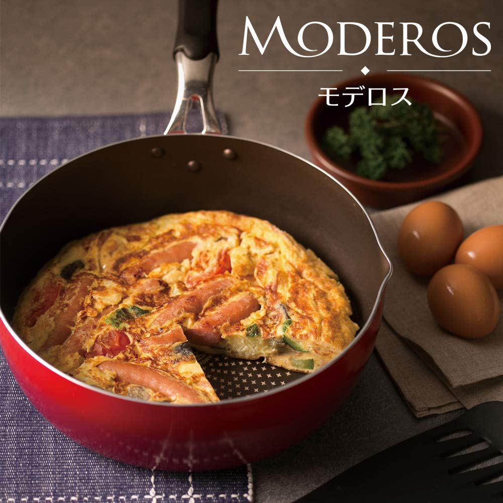 Wahei Freiz Deep Frying Pan, 24cm, Induction and Gas Compatible, with Lid and Steaming Tray, Red, PFOA-Free, Fluoroplastic Coating, Modelos MM-9758