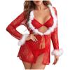 Elk Christmas Mesh Lace Lingerie Costume Set - Red