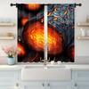 2pc,  Curtain Fireplace Machine Washable Fabric,Without Electricity Versatile Applies To Aesthetic Room Decor