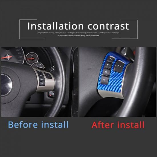 Blue Carbon Fiber Steering Wheel Button Cover Trim For Corvette C6 2005-13